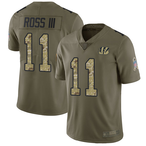 Cincinnati Bengals #11 John Ross III Olive/Camo Men's Stitched Limited 2017 Salute To Service Jersey Men's