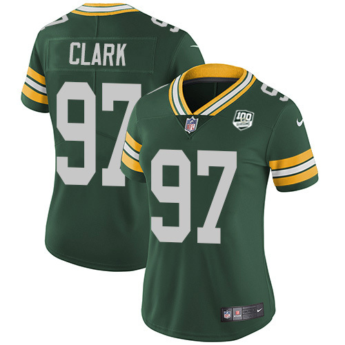 Green Bay Packers #97 Kenny Clark Green Team Color Women's 100th Season Stitched Vapor Untouchable Limited Jersey Womens