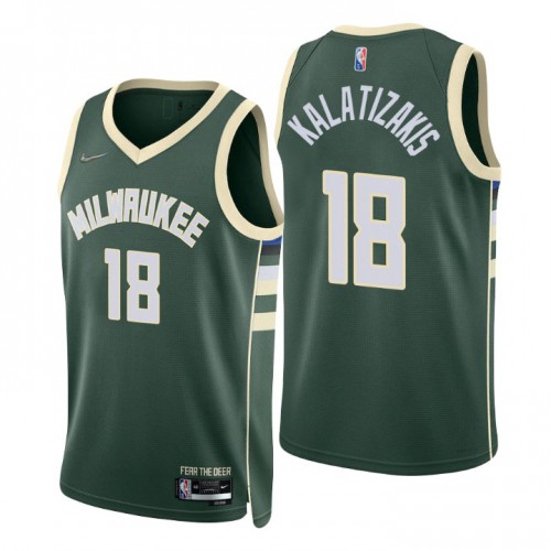 Milwaukee Bucks #18 Georgios Kalaitzakis Green Mens 2021-22 75th Anniversary Diamond Swingman Jersey - Icon Edition Mens