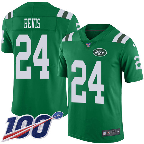 Jets #24 Darrelle Revis Green Men's Stitched Limited Rush 100th Season Jersey