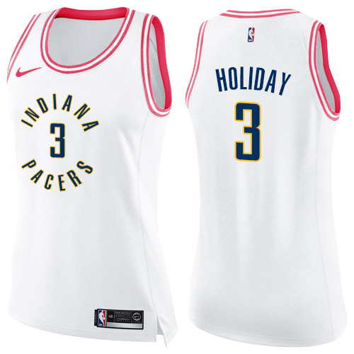 Indiana Pacers #3 Aaron Holiday White/Pink Womens Swingman Fashion Jersey Womens
