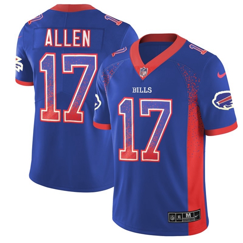 Bills #17 Josh Allen Royal Blue Team Color Men's Stitched Limited Rush Drift Fashion Jersey
