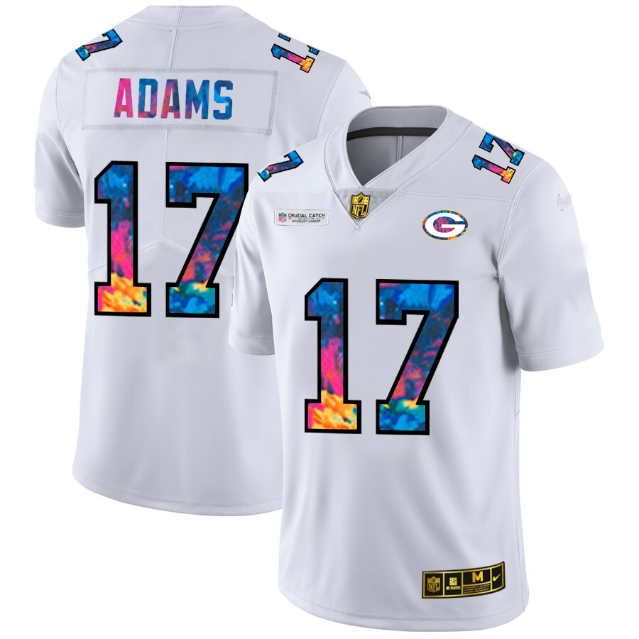 Green Bay Packers #17 Davante Adams Men's White Multi-Color 2020 Crucial Catch Limited Jersey