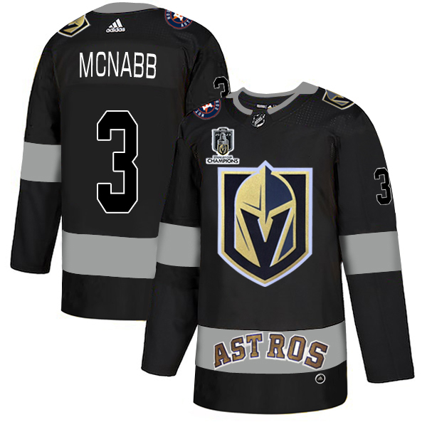 Adidas Golden Knights X Astros #3 Brayden McNabb Black 2023 Stanley Cup Champions Authentic City Joint Name Stitched Jersey