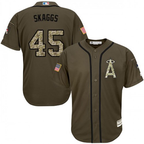 Los Angeles Angels of Anaheim #45 Tyler Skaggs Green Salute to Service Stitched Jersey Men's