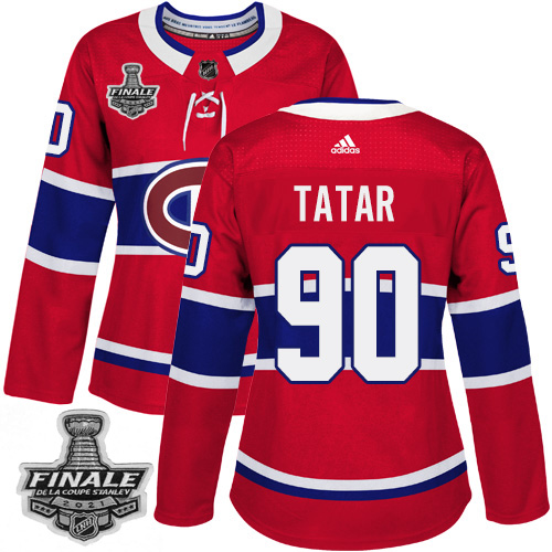 Adidas Montreal Canadiens #90 Tomas Tatar Red Home Authentic Women's 2021 Stanley Cup Final Patch Jersey Womens