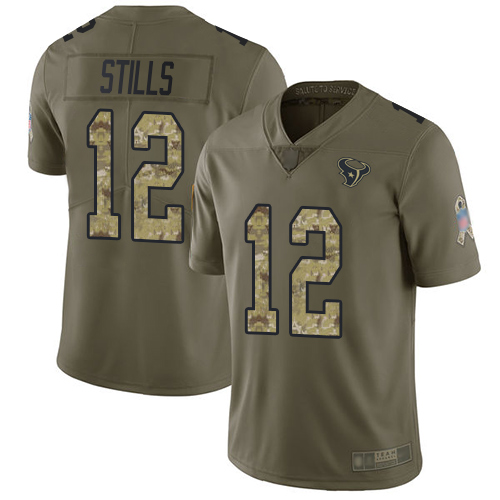 Houston Texans #12 Kenny Stills Olive/Camo Men's Stitched Limited 2017 Salute To Service Jersey Men's