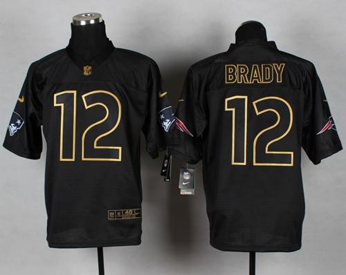 Patriots #12 Tom Brady Black Gold No. Fashion Men's Stitched Elite Jersey