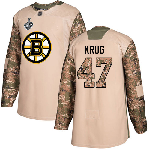 Adidas Boston Bruins #47 Torey Krug Camo Authentic 2017 Veterans Day Stanley Cup Final Bound Youth Stitched Jersey Youth