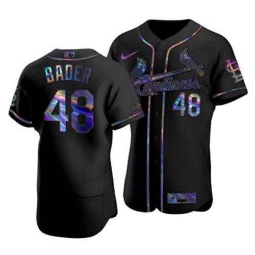 St. Louis St.Louis Cardinals #48 Harrison Bader Men's Iridescent Holographic Collection Jersey - Black Men's