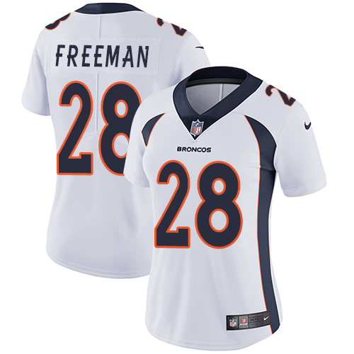 Denver Broncos #28 Royce Freeman White Women's Stitched Vapor Untouchable Limited Jersey Womens