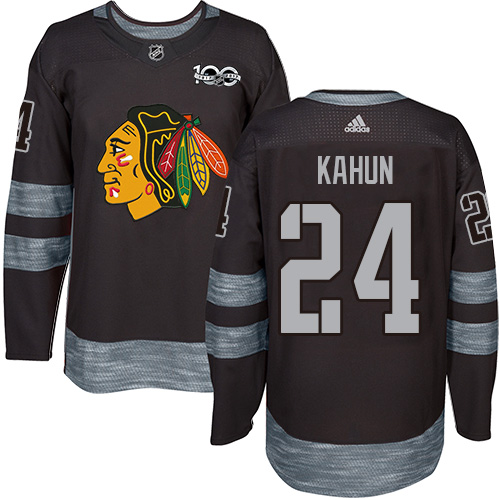 Adidas Chicago Blackhawks #24 Dominik Kahun Black 1917-2017 100th Anniversary Stitched Jersey Men's