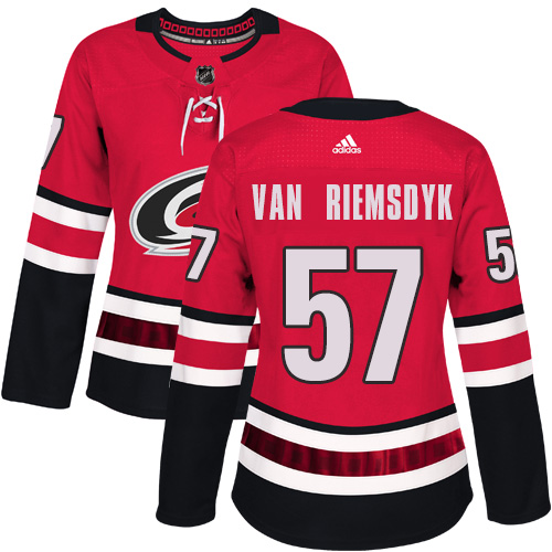 Adidas Carolina Hurricanes #57 Trevor Van Riemsdyk Red Home Authentic Women's Stitched Jersey Womens