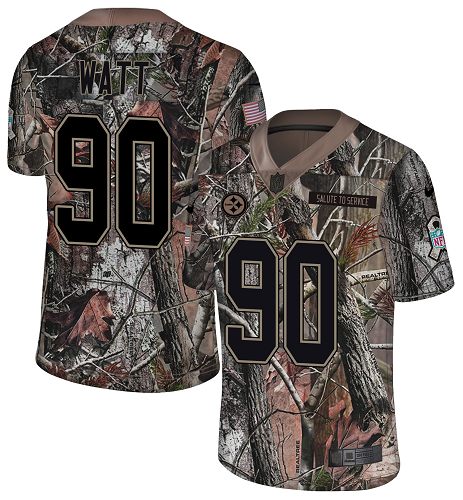 Steelers #90 T. J. Watt Camo Men's Stitched Limited Rush Realtree Jersey