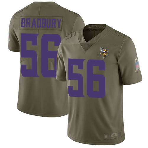 Minnesota Vikings #56 Garrett Bradbury Olive Men's Stitched Limited 2017 Salute To Service Jersey Men's