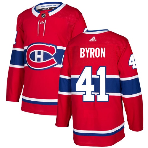Adidas Montreal Canadiens #41 Paul Byron Red Home Authentic Stitched Jersey Men's