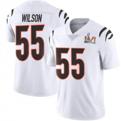 Cincinnati Cincinnati Bengals #55 Logan Wilson White Super Bowl LVI Patch Men's Vapor Limited Jersey Men's