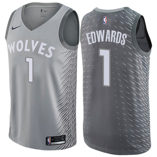 Minnesota Timberwolves #1 Anthony Edwards Silver Womens Swingman City Edition Jersey Womens