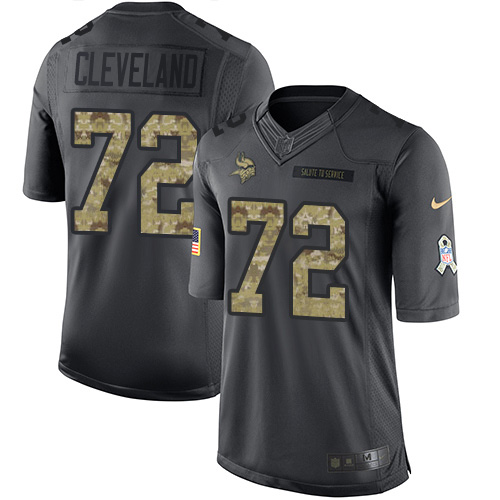Minnesota Vikings #72 Ezra Cleveland Black Men's Stitched Limited 2016 Salute to Service Jersey Men's