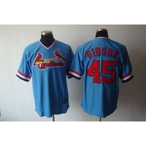 St.Louis Cardinals #45 Bob Gibson Blue Cooperstown Throwback Stitched Jersey Men's