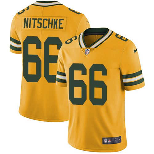 Green Bay Packers #66 Ray Nitschke Yellow Youth Stitched Limited Rush Jersey Youth