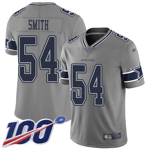 Dallas Cowboys #54 Jaylon Smith Gray Men's Stitched Limited Inverted Legend 100th Season Jersey Men's