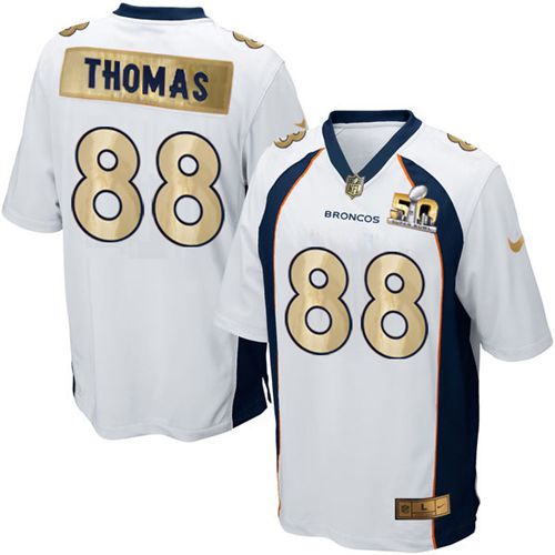 Denver Broncos #88 Demaryius Thomas White Men's Stitched Game Super Bowl 50 Collection Jersey Men's