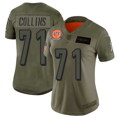 Bengals #71 La'el Collins Camo Women's Stitched Limited 2019 Salute To Service Jersey