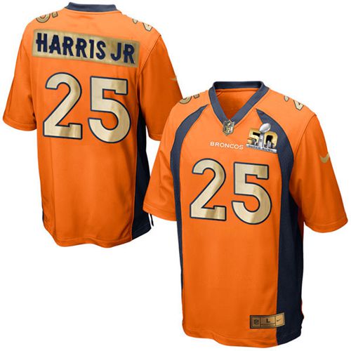 Denver Broncos #25 Chris Harris Jr Orange Team Color Men's Stitched Game Super Bowl 50 Collection Jersey Men's