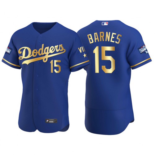 Los Angeles Los Angeles Dodgers #15 Austin Barnes Men's Authentic 2021 Gold Program World Series Champions Jersey Royal Men's