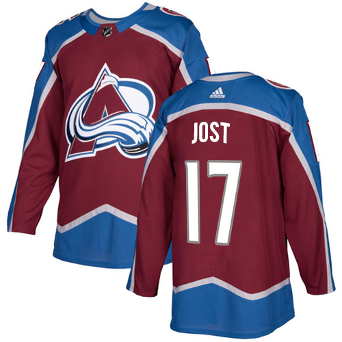 Adidas Colorado Avalanche #17 Tyson Jost Burgundy Home Authentic Stitched Jersey Men's