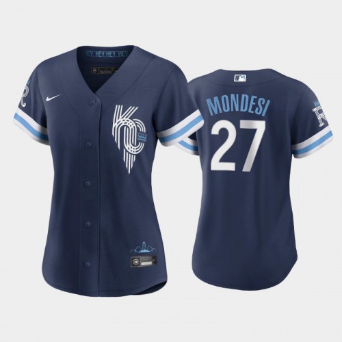 Kansas City Kansas City Royals #27 Adalberto Mondesi Women's Replica 2022 City Connect Navy Jersey Womens