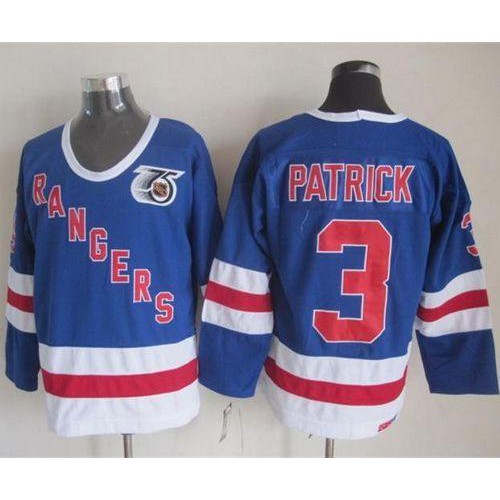 New York Rangers #3 James Patrick Blue CCM 75TH Stitched Jersey Men's