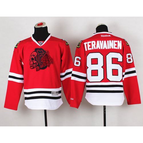Chicago Blackhawks #86 Teuvo Teravainen Red(Red Skull) Stitched Youth Jersey Youth