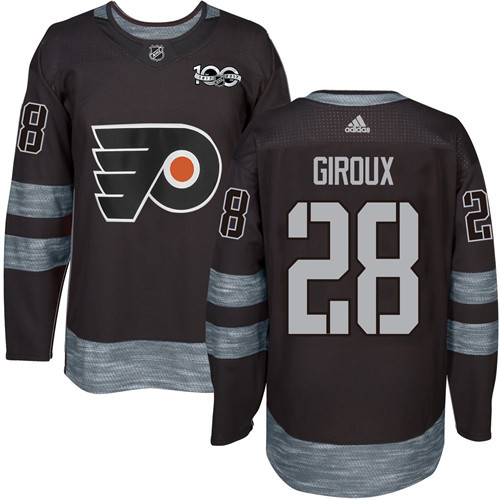 Adidas Philadelphia Flyers #28 Claude Giroux Black 1917-2017 100th Anniversary Stitched Jersey Men's