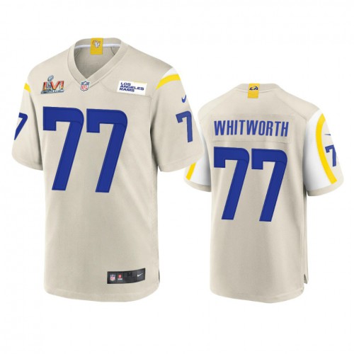Los Angeles Los Angeles Rams #77 Andrew Whitworth Men's Super Bowl LVI Patch Game Jersey - Bone Men's