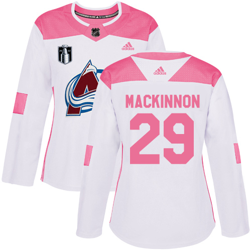Adidas Colorado Avalanche #29 Nathan MacKinnon Burgundy White/Pink Authentic Fashion Women's Stitched Jersey Womens