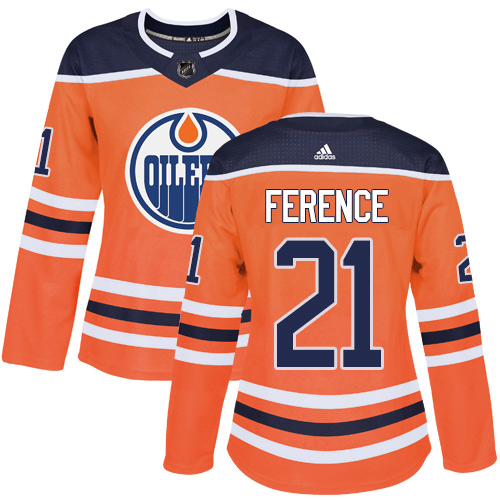 Adidas Edmonton Oilers #21 Andrew Ference Orange Home Authentic Women's Stitched Jersey Womens