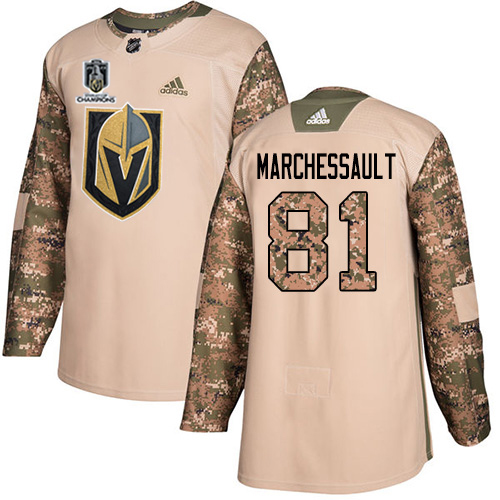 Adidas Golden Knights #81 Jonathan Marchessault Camo Authentic 2023 Stanley Cup Champions Veterans Day Stitched Jersey