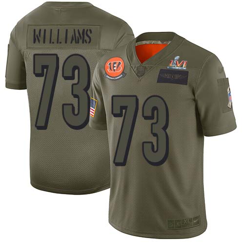 Cincinnati Bengals #73 Jonah Williams Camo Super Bowl LVI Patch Men's Stitched Limited 2019 Salute To Service Jersey Men's