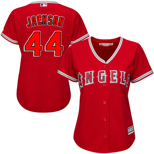Los Angeles Angels #44 Reggie Jackson Red Alternate Women's Stitched Jersey Womens