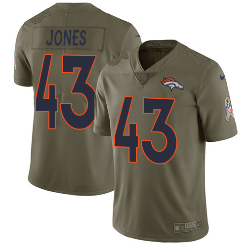 Denver Broncos #43 Joe Jones Olive Youth Stitched Limited 2017 Salute To Service Jersey Youth
