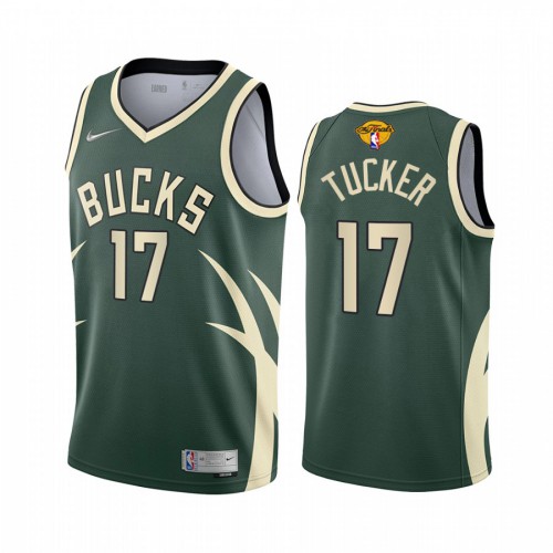 Milwaukee Milwaukee Bucks #17 P. J. Tucker Mens 2021 Finals Bound Swingman Earned Edition Jersey Green Youth
