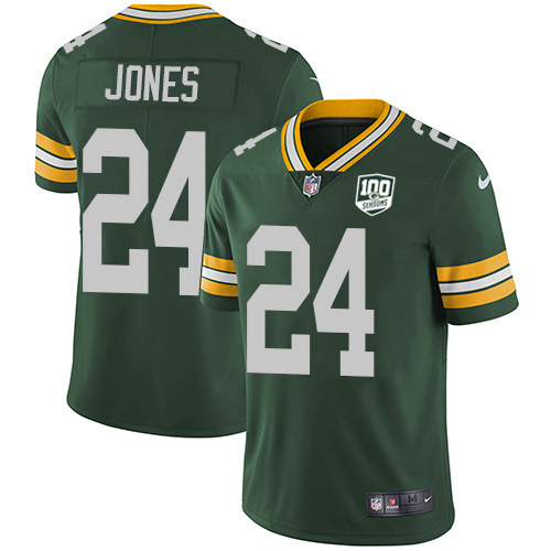 Green Bay Packers #24 Josh Jones Green Team Color Men's 100th Season Stitched Vapor Untouchable Limited Jersey Men's