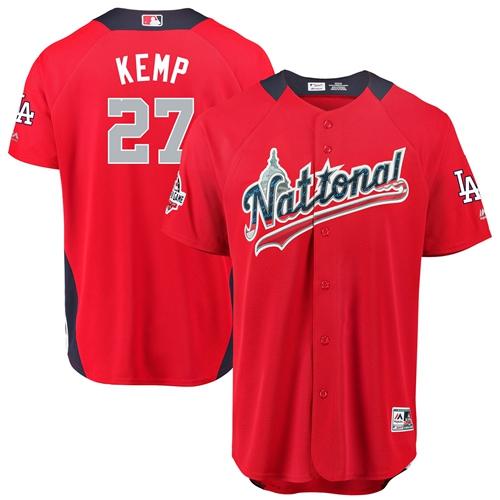 Los Angeles Dodgers #27 Matt Kemp Red 2018 All-Star National League Stitched Jersey Men's