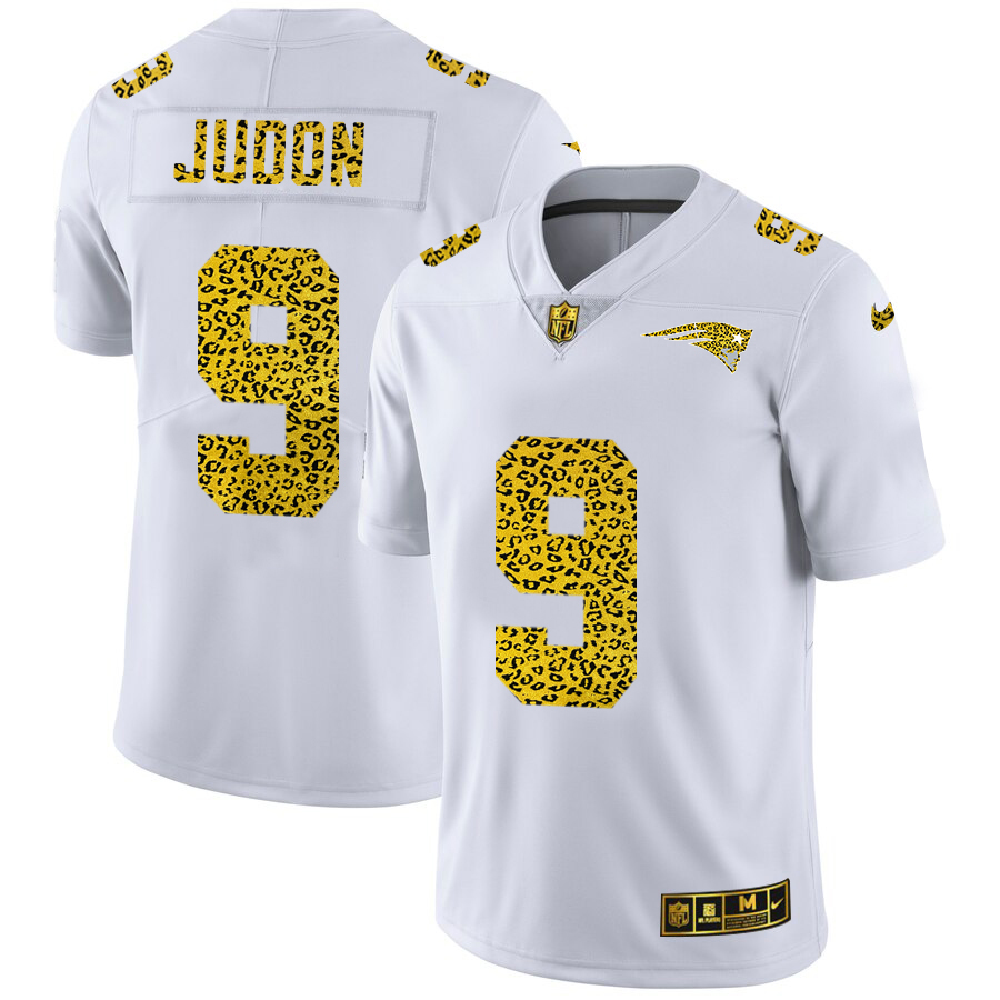 New England Patriots #9 Matt Judon Men's Flocked Leopard Print Vapor Limited Jersey White