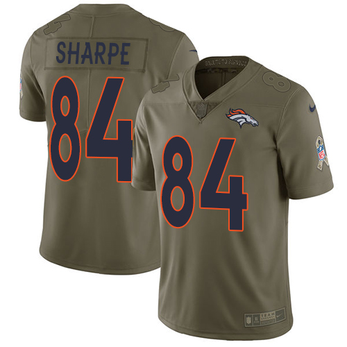 Denver Broncos #84 Shannon Sharpe Olive Youth Stitched Limited 2017 Salute to Service Jersey Youth