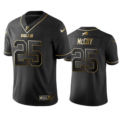 Buffalo Bills #25 Lesean Mccoy Black Golden Limited Edition Stitched Jersey Men's