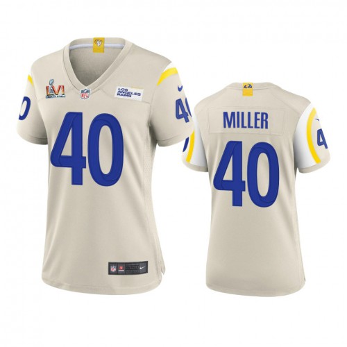 Los Angeles Los Angeles Rams #40 Von Miller Women's Super Bowl LVI Patch Game Jersey - Bone Womens