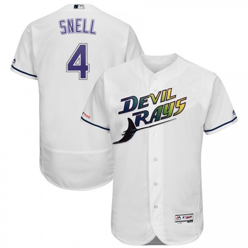 Tampa Bay Tampa Bay Rays #4 Blake Snell Majestic Turn Back The Clock Home Flex Base Authentic Collection Player Jersey White Men's